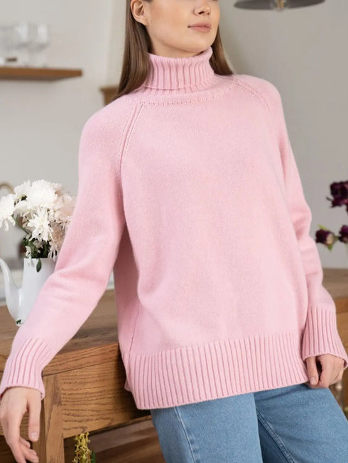 'Scarlett' Ribbed Knit Turtleneck Sweater - Celes Fashion
